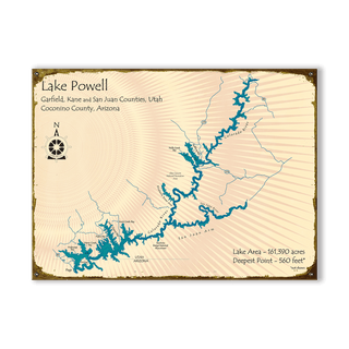 Lake Powell, Utah/Arizona - Wood & Metal Wall Art Wood & Metal Wall Art Lake Art Metal 23" x 17"