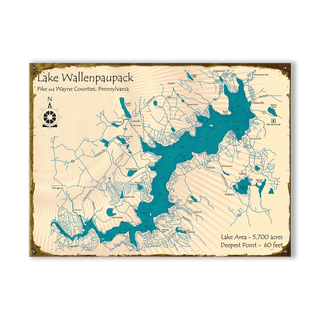 Lake Wallenpaupack, Pennsylvania - Wood & Metal Wall Art Wood & Metal Wall Art Lake Art Metal 23" x 17"