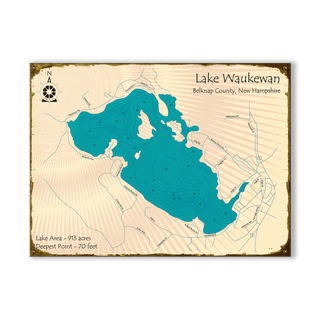 Lake Waukewan, New Hampshire - Wood & Metal Wall Art Wood & Metal Wall Art Lake Art Metal 23" x 17"
