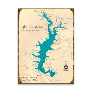 Lake Redstone, Wisconsin - Wood & Metal Wall Art Wood & Metal Wall Art Lake Art Metal 17" x 23"