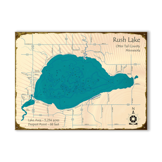 Rush Lake, Otter Tail Minnesota - Wood & Metal Wall Art Wood & Metal Wall Art Lake Art Metal 23" x 17"