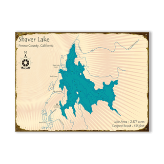 Shaver Lake, California - Wood & Metal Wall Art Wood & Metal Wall Art Lake Art Metal 23" x 17"