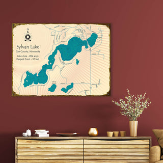 Sylvan Lake Cass County Minnesota - Wood & Metal Wall Art Wood & Metal Wall Art Lake Art