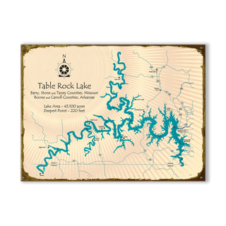 Table Rock Lake, Missouri/Arkansas - Wood & Metal Wall Art Wood & Metal Wall Art Lake Art Metal 23" x 17"