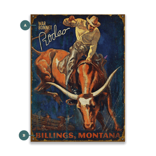 Rodeo Bull Rider - Wood & Metal Wall Art Wood & Metal Wall Art Meissenburg Designs Metal 9" x 12"