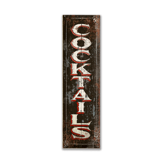 Vintage Cocktails Sign: Black - Wood & Metal Wall Art Wood & Metal Wall Art Marty Mummert Studio Metal 10.5" x 36"