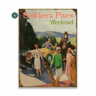 Southern Pines Weekend - Wood & Metal Wall Art Wood & Metal Wall Art Old Sport Gallery Metal 9" x 12"