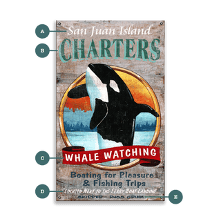 Whale Watching Charters - Wood & Metal Wall Art Wood & Metal Wall Art Out West Design Metal 8" x 14"