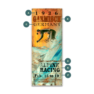 International Alpine Racing - Wood and Metal Wall Art Wood & Metal Wall Art Out West Design Metal 7" x 16"
