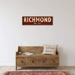 Old Town Charm Sign: Red - Wood & Metal Wall Art Wood & Metal Wall Art Out West Design