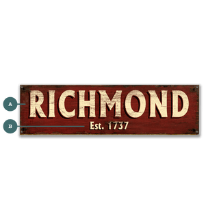 Old Town Charm Sign: Red - Wood & Metal Wall Art Wood & Metal Wall Art Out West Design