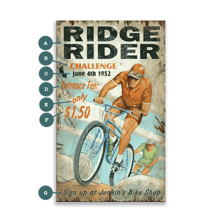 Ridge Rider Bike Challenge - Wood & Metal Wall Art Wood & Metal Wall Art Out West Design Metal 8" x 14"