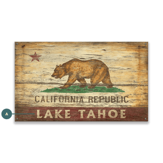 The Republic of California State Flag - Wood & Metal Wall Art Wood & Metal Wall Art Out West Design Metal 14" x 8"