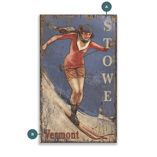 Vintage Ski Gal - Wood & Metal Wall Art Wood & Metal Wall Art Out West Design Metal 8" x 14"