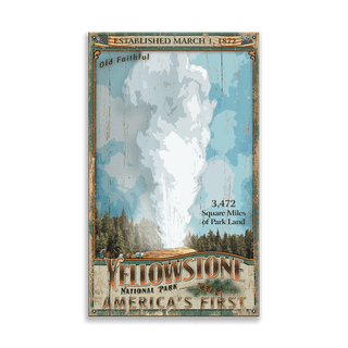 Old Faithful Geyser - Yellowstone - Wood & Metal Wall Art Wood & Metal Wall Art Out West Design Metal 8" x 14"