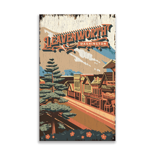Leavenworth, Washington: Distressed Finish - Wood & Metal Wall Art Wood & Metal Wall Art Out West Design Metal 8" x 14"