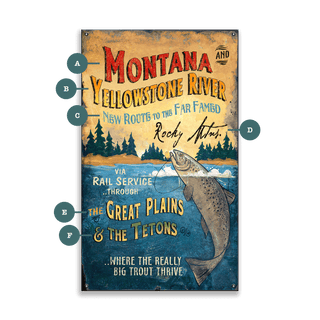 Montana and the Yellowstone River - Wood & Metal Wall Art Wood & Metal Wall Art Out West Design Metal 8" x 14"