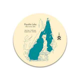 Payette Lake, Idaho - Souvenirs & Gifts Souvenirs & Gifts Lake Art Wood Magnet (Pack of 12) 3.25" Round