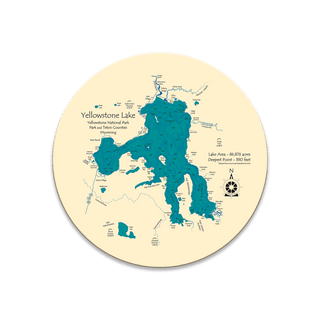 [DN] MAG LAKE ART YELLOWSTONE LAKE WOOD Souvenirs & Gifts Lake Art Wood Magnet (Pack of 12) 3.25" Round