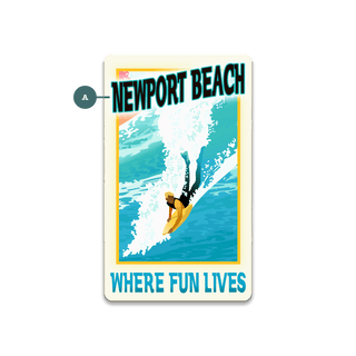 Surf Poster: Where Fun Lives: Personalized - Souvenirs & Gifts Souvenirs & Gifts Meissenburg Designs Wood Magnet (Pack of 12) 2.25" x 3.75"
