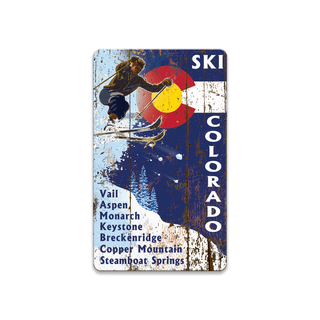 Ski Colorado with State Logo: Generic - Souvenirs & Gifts Souvenirs & Gifts Out West Design Wood Magnet (Pack of 12) 2.25" x 3.75"