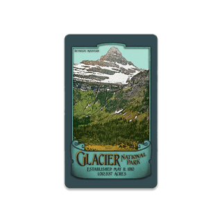 Reynolds Mountain at Glacier National Park - Souvenirs & Gifts Souvenirs & Gifts Out West Design Wood Magnet (Pack of 12) 2.25" x 3.75"