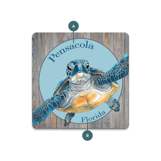 Ocean’s Greeting Sea Turtle: Personalized - Souvenirs & Gifts Souvenirs & Gifts Joanne Murphy Wood Magnet (Pack of 12) 2.75" Square