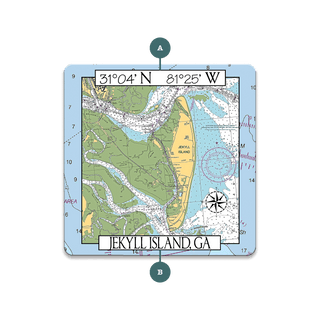 Jekyll Island, GA, Area Chart: Personalized - Souvenirs & Gifts Souvenirs & Gifts Joanne Murphy Wood Magnet (Pack of 12) 2.75" Square