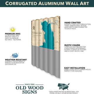 Welcome to the Lake: Green Generic - Corrugated Metal Wall Art Corrugated Wall Art Meissenburg Designs