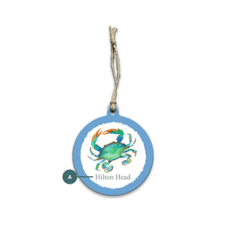 Crab Watercolor: Personalized - Souvenirs & Gifts Souvenirs & Gifts Joanne Murphy Wood Ornament (Pack of 12) 3.5" Round