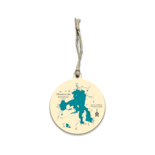 [DN] MAG LAKE ART YELLOWSTONE LAKE WOOD Souvenirs & Gifts Lake Art Wood Ornament (Pack of 12) 3.5" Round