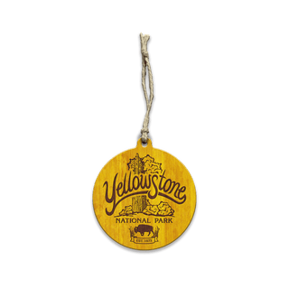 [DN] MAG YELLOWSTONE ROUND VINTAGE WOOD Souvenirs & Gifts Meissenburg Designs Wood Ornament (Pack of 12) 3.5" Round