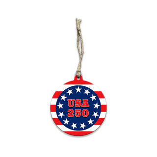 USA 250 Patriotic Anniversary Sign - Souvenirs & Gifts Souvenirs & Gifts Out West Design Wood Ornament (Pack of 12) 3.5" Round