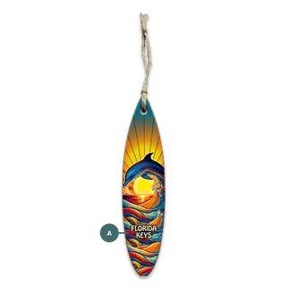 Sunset Dolphin Surfboard Sign - Souvenirs & Gifts