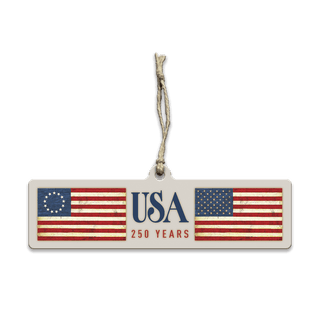 USA 250 Years – Patriotic Anniversary Flag - Souvenirs & Gifts Souvenirs & Gifts Out West Design Wood Ornament (Pack of 12) 6" x 1.6"