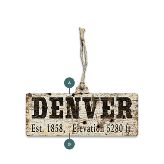 Denver Established & Elevation - Souvenirs & Gifts Souvenirs & Gifts Out West Design Wood Ornament (Pack of 12) 5" x 2"