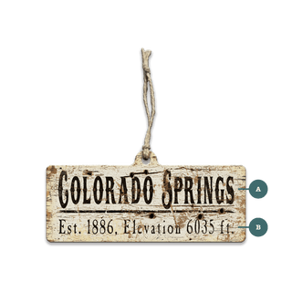 Colorado Springs Established & Elevation: Personalized - Souvenirs & Gifts Souvenirs & Gifts Out West Design Wood Ornament (Pack of 12) 5" x 2"