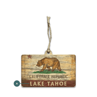 The Republic of California State Flag - Souvenirs & Gifts Souvenirs & Gifts Out West Design Wood Ornament (Pack of 12) 4" x 2.4"
