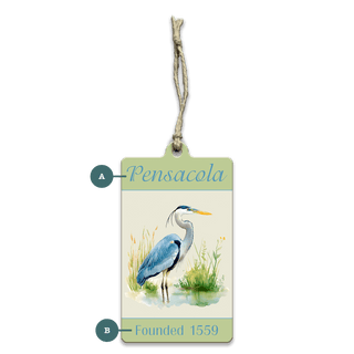 Marshside Heron Legacy: Personalized - Souvenirs & Gifts Souvenirs & Gifts Joanne Murphy Wood Ornament (Pack of 12) 2.4" x 4"