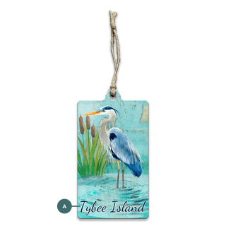 Blue Heron in the Reeds: Personalized - Souvenirs & Gifts Souvenirs & Gifts Joanne Murphy Wood Ornament (Pack of 12) 2.4" x 4"