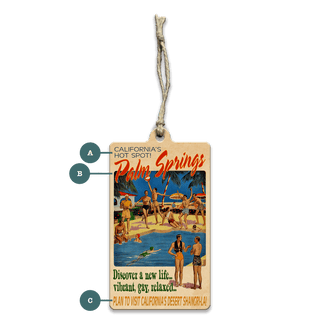 Poolside in Palm Springs - Souvenirs & Gifts Souvenirs & Gifts Meissenburg Designs Wood Ornament (Pack of 12) 2.4" x 4"