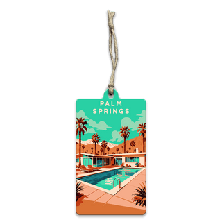 Palm Springs Pool Scene: Smooth Finish - Souvenirs & Gifts Souvenirs & Gifts Out West Design Wood Ornament (Pack of 12) 2.4" x 4"