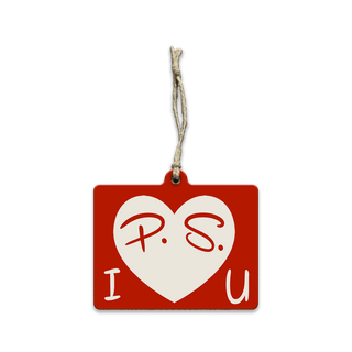 P.S. I Love You: White on Red - Souvenirs & Gifts Souvenirs & Gifts Out West Design Wood Ornament (Pack of 12) 3.6" x 2.75"