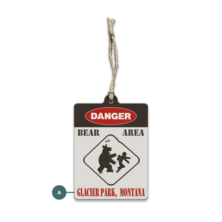 Bear Warning Sign - Souvenirs & Gifts Souvenirs & Gifts Meissenburg Designs Wood Ornament (Pack of 12) 2.75" x 3.6"