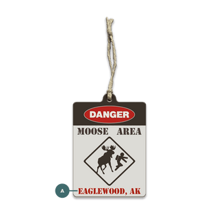 Moose Warning Sign - Souvenirs & Gifts Souvenirs & Gifts Meissenburg Designs Wood Ornament (Pack of 12) 2.75" x 3.6"