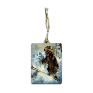 Big Jump: Downhill Skiing Bear - Souvenirs & Gifts Souvenirs & Gifts Marilynn Dwyer Mason Wood Ornament (Pack of 12) 2.75" x 3.6"