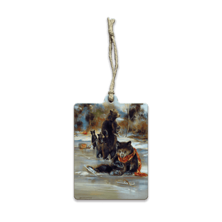 Woodland Bear Skating Party - Souvenirs & Gifts Souvenirs & Gifts Marilynn Dwyer Mason Wood Ornament (Pack of 12) 2.75" x 3.6"