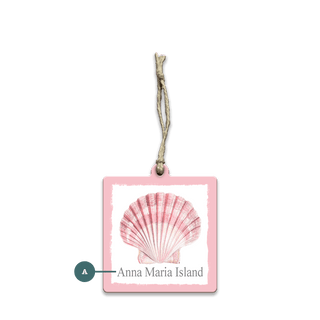 Scallop Shell Watercolor: Personalized - Souvenirs & Gifts Souvenirs & Gifts Joanne Murphy Wood Ornament (Pack of 12) 3.125" Square