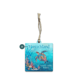 Jewel Toned Sea Turtle: Personalized - Souvenirs & Gifts Souvenirs & Gifts Joanne Murphy Wood Ornament (Pack of 12) 3.125" Square