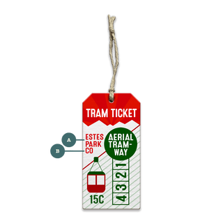 Estes Park Tram Ticket - Souvenirs & Gifts Souvenirs & Gifts Meissenburg Designs Wood Ornament (Pack of 12) 4.5" x 2.25"
